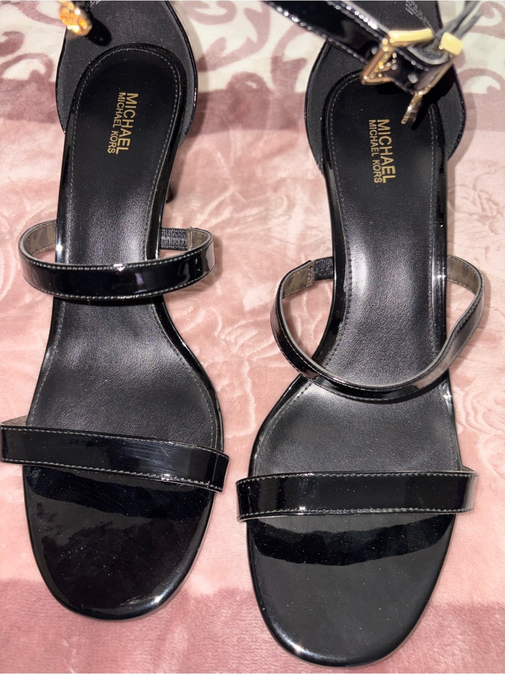 Michael Kors Black Patent Strappy Heeled Sandals